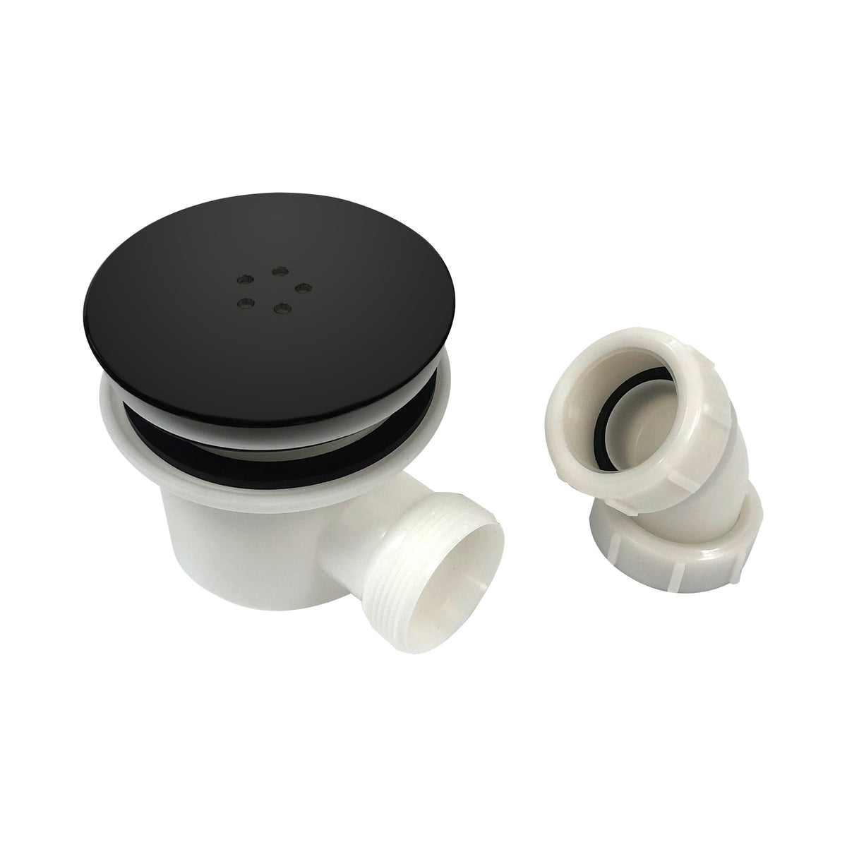 K-Vit 90mm Black Fast-Flow Shower Waste – Matte Black Finish