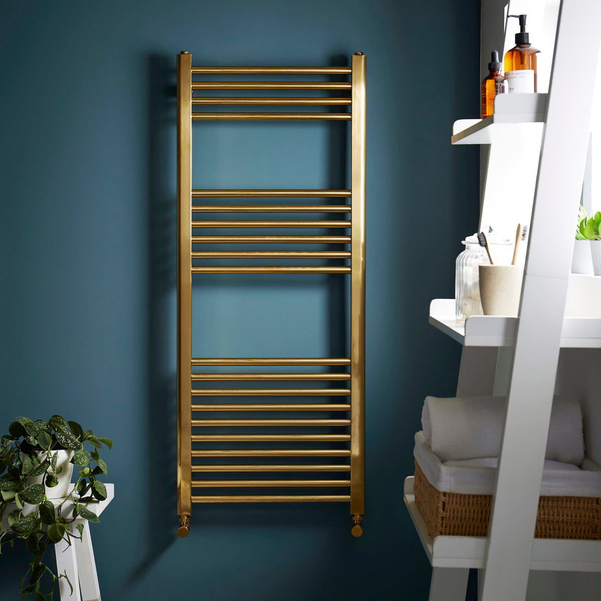 22mm Straight Towel Rail – 500mm x 1600mm – Brushed Brass Finish