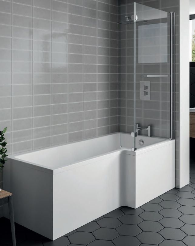 KARTELL ELITE 1600 X 850 L SHAPE RIGHT HAND SQUARE SHOWER BATH