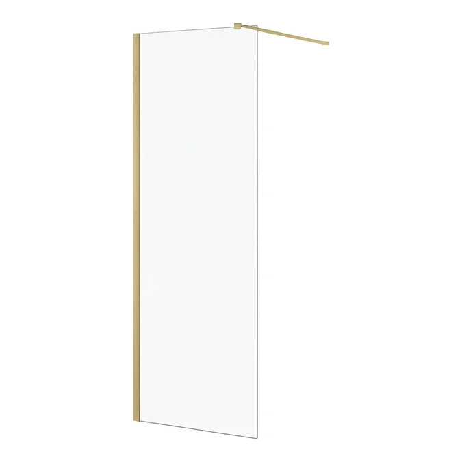 Ottone 300 mm Brushed Brass Return Panel – 8 mm Glass, 2000 mm Height