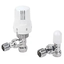 TRV Twin Pack – Thermostatic Radiator Valve & Lockshield (Chrome, 15mm)
