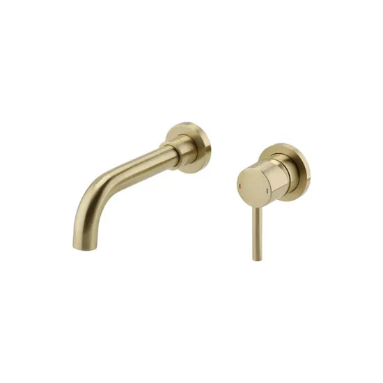 Ottone Wall Mounted Basin Mixer Brush Brass