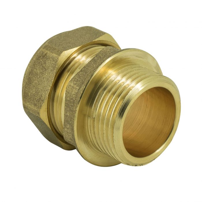 ½" Male Iron to 15mm Copper Straight Compression Fitting – Brass Adapter