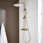 Kolt Brushed Brass Shower – Overhead Drench Head & Sliding Handset