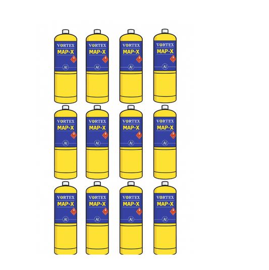 Yellow MAPP MAP+ Pro Gas Cylinder 453g Disposable Bottle 12 Pack