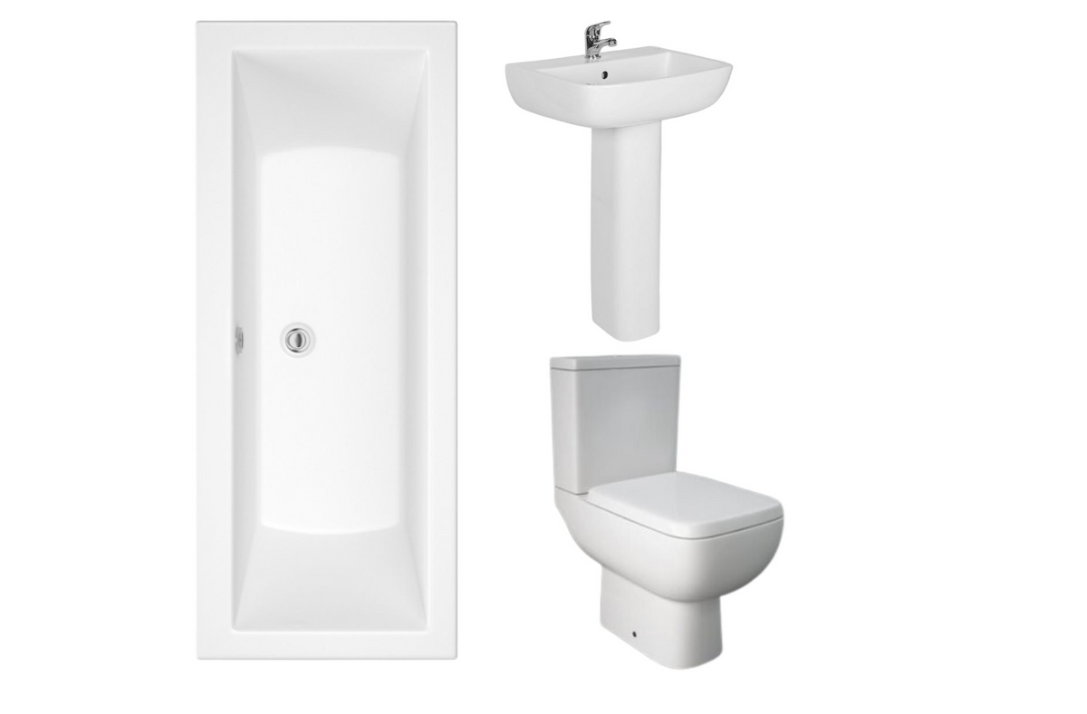 Hyde 1700 x 700mm Bath with Options 600 Toilet & Basin Set