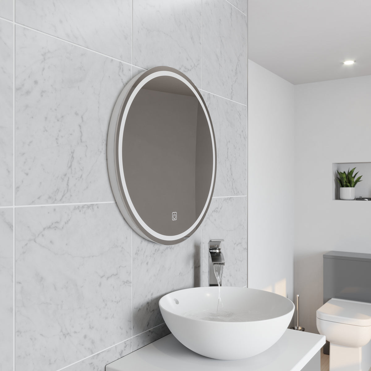 Vista 600 mm Circular LED Bathroom Mirror – Touch & Demister