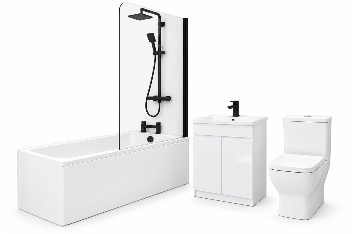 Black Bathroom Suite Package 4 – 1700mm Bath