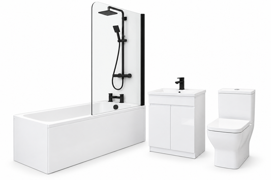 Black Bathroom Suite Package 4 – 1700mm Bath