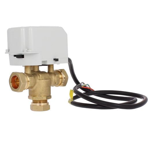 DRAYTON 22MM MOTORISED 3 PORT MID-POSITION VALVE & SNAP-ON ACTUATOR (5 WIRE SPST SWITCH)