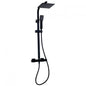 Kartell K-Vit Nero Square Thermostatic Exposed Bar Shower with Overhead Drencher & Sliding Handset