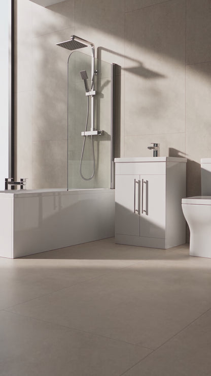Giavani Complete Bathroom Suite – 1700mm Bath, Gloss White Vanity & Chrome Fittings